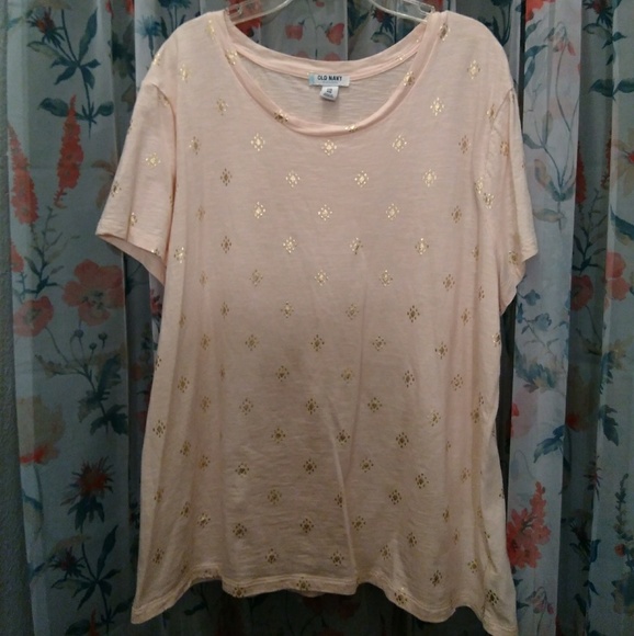Old Navy Tops - Old Navy Pink and Gold Patterned Shirt
